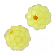 Perles en résine strassées 12 mm Crystal/Jonquil x5|raw }}