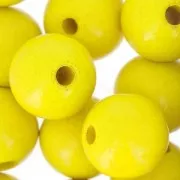 Grosses perles rondes en bois 15 mm Jaune x15