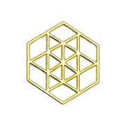 Intercalaire hexagone 15 mm en Argent 925 doré à l'or fin x1