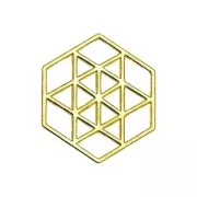 Intercalaire hexagone 15 mm en Argent 925 doré à l'or fin x1