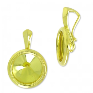 Serti pendentif pour cabochons PureCrystal 1122 10 mm en Argent 925 doré à l'or fin x1