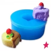 Mini moule silicone pour pâte polymère et pâte de métal 15 mm Gâteau fraise