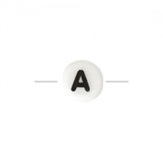 Perle lettre alphabet pour bracelets & bijoux en céramique 8 mm Noir/Blanc - A x1|raw }}