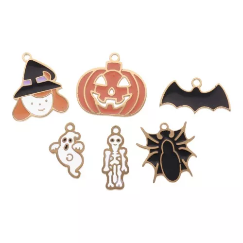 Mix de breloques époxy Halloween - Exclu Perles&Co - Acier inox 304L Doré x6