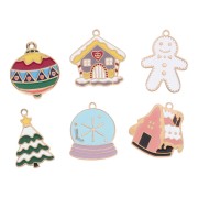 Mix de breloques époxy Noël - Exclu Perles&Co - Acier inox 304L Doré x6|raw }}