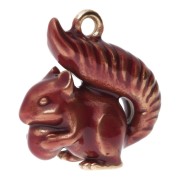 Pendentif écureuil 21x20 mm avec résine époxy - Acier inox 304L Doré - Marron x1