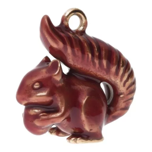 Pendentif écureuil 21x20 mm avec résine époxy - Acier inox 304L Doré - Marron x1