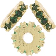 Perle rondelle 4.5 mm avec oxydes de Zirconium - Doré à l'or fin - Vert x1|raw }}