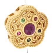 Perle fleur 12 mm motif étoiles avec oxydes de zirconium - Doré à l'or fin x1