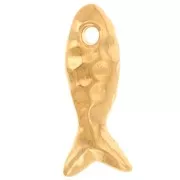 Breloque poisson martelé 19x8 mm - Doré à l'or fin x1