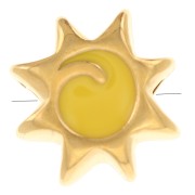 Perle soleil 11 mm avec résine époxy - Doré à l'or fin - Jaune x1