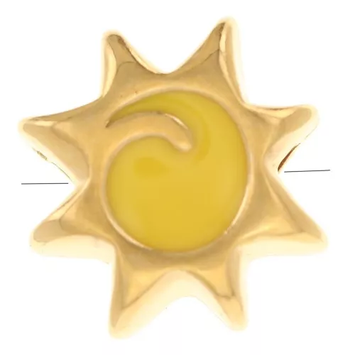 Perle soleil 11 mm avec résine époxy - Doré à l'or fin - Jaune x1