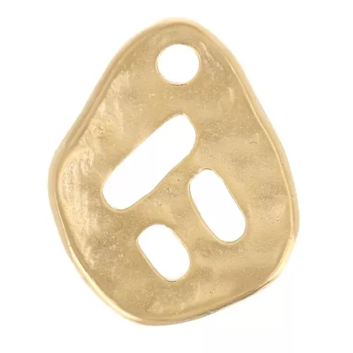 Breloque irrégulière martelée ajourée 14x11 mm - Doré à l'or fin x1
