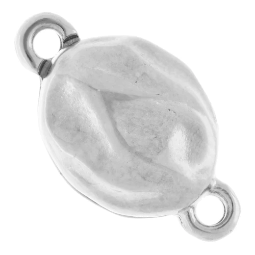 Fermoir aimanté ovale effet plissé 17x10 mm - Placage Argent fin vieilli x1