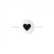 Perle lettre symbole pour bracelets &bijoux en céramique 8mm Noir/Blanc - Coeur x1|raw }}