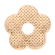 Pendentif fleur 11 mm avec résine epoxy - Doré à l'or fin - Blanc x1