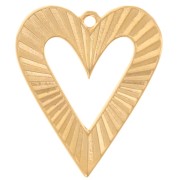 Pendentif coeur évidé 32x27 mm effet strié - Doré à l'or fin x1|raw }}