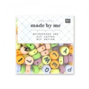 Assortiment de 165 perles plates - lettres alphabet - 7 mm Pastel|raw }}