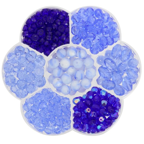 Assortiment de perles rocailles Preciosa avec boîte fleur - Blue x1