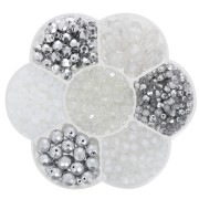 Assortiment de perles rocailles Preciosa avec boîte fleur - Crystal - Argenté x1
