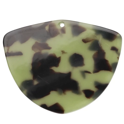 Pendentif géométrique en acétate 35x45 mm - Ecaille de tortue - Vert foncé - Noir