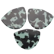 Pendentif géométrique en acétate 35x45 mm - Ecaille de tortue Bleu - Noir x1