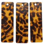 Pendentif rectangle en acétate 27x8 mm - Terrazzo Marron - Noir x1