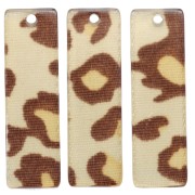 Pendentif rectangle 27x8 mm en acétate - Léopard Beige - Marron x1