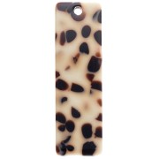 Pendentif rectangle en acétate 27x8 mm - Tacheté Marron - Crème x1|raw }}