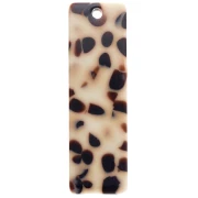 Crème - Pendentif rectangle en acétate 27x8 mm - Tacheté Marron - Crème x1 Pendentif rectangle en acétate 27x8 mm - Tacheté Marron - Crème x1