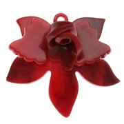 Pendentif fleur en relief 37x41 mm en acétate - Marbré Rouge - Noir x1|raw }}
