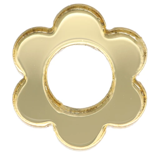 Pendentif fleur 14 mm en plexiglas - Effet miroir - Doré x1