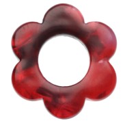 Pendentif fleur 14 mm en acétate - Marbré Rouge - Noir x1|raw }}