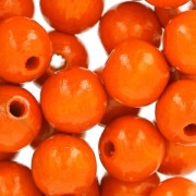 Perles rondes en bois 10 mm Orange x50