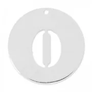 Breloque ronde chiffre 0 - 20 mm en Argent 925 x1