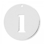 Breloque ronde chiffre 1 - 20 mm en Argent 925 x1