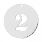 Breloque ronde chiffre 2 - 20 mm en Argent 925 x1|raw }}