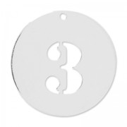 Breloque ronde chiffre 3 - 20 mm en Argent 925 x1|raw }}