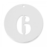 Breloque ronde chiffre 6 - 20 mm en Argent 925 x1|raw }}