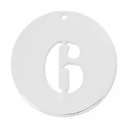 Breloque ronde chiffre 6 - 20 mm en Argent 925 x1