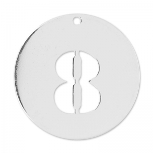 Breloque ronde chiffre 8 - 20 mm en Argent 925 x1