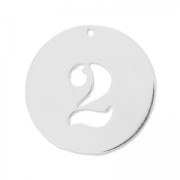Breloque ronde chiffre 2 - 12 mm en Argent 925 x1|raw }}