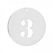 Breloque ronde chiffre 3 - 12 mm en Argent 925 x1