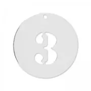 Breloque ronde chiffre 3 - 12 mm en Argent 925 x1