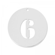 Breloque ronde chiffre 6 - 12 mm en Argent 925 x1