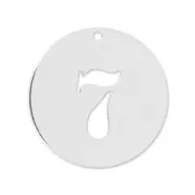 Breloque ronde chiffre 7 - 12 mm en Argent 925 x1