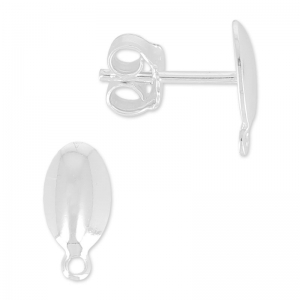 Clous d'oreilles ovales 10 mm en Argent 925 x2