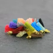 Pompon en coton 15 mm Bleu Canard - Doré à l'or fin x1