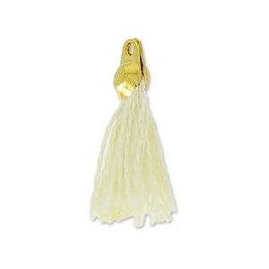 Pompon en coton 15 mm Ivoire/Doré HQ x1