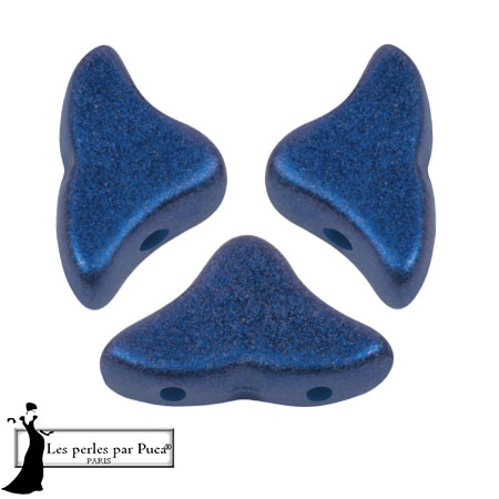 Perles en verre Hélios® par Puca® 6x10mm - Caribbean Blue Metallic Mat x10g